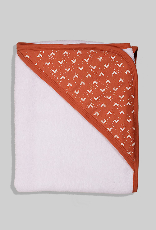 Hooded Towel Orange Triangles - 100% Cotton
