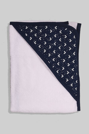 Hooded Towel Blue Triangles - 100% Cotton