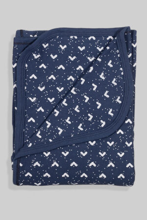 Summer Blanket - Blue with Triangle Hearts - 100% Cotton
