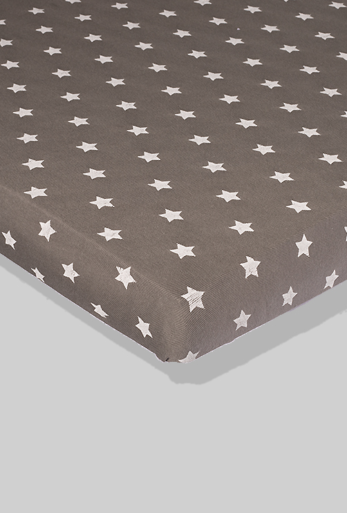Dark Grey with Stars - Baby Duvet + Duvet Cover + Sheet