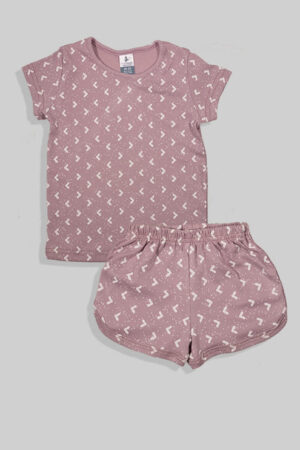 Short Pajamas - Purple with Triangles (12 months - 4 years)