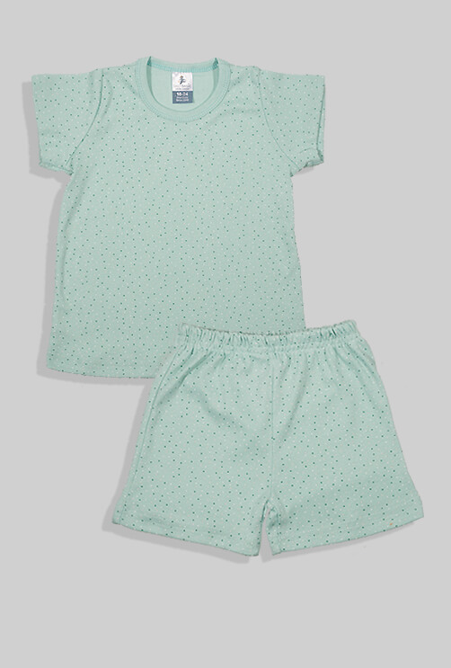 Short Pajamas - Seafoam Green with Polka Dots (12 months - 4 years)
