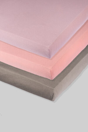 Pack of 3 Sheets - Dark Grey, Pink, Purple (available in 2 sizes) - 100% Cotton