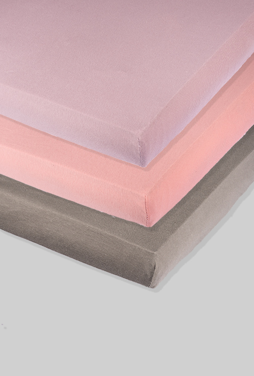 Pack of 3 Sheets - Dark Grey, Pink, Purple (available in 2 sizes) - 100% Cotton