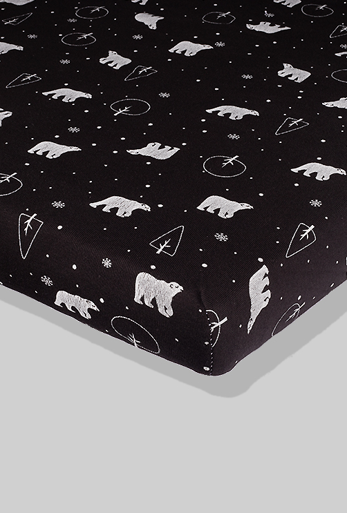 Black Sheet with Bears (available in 2 sizes) - 100% Cotton