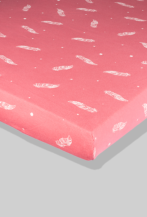 Pink Sheet with Feathers (available in 2 sizes) - 100% Cotton