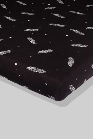 Black Sheet with Feathers (available in 2 sizes) - 100% Cotton