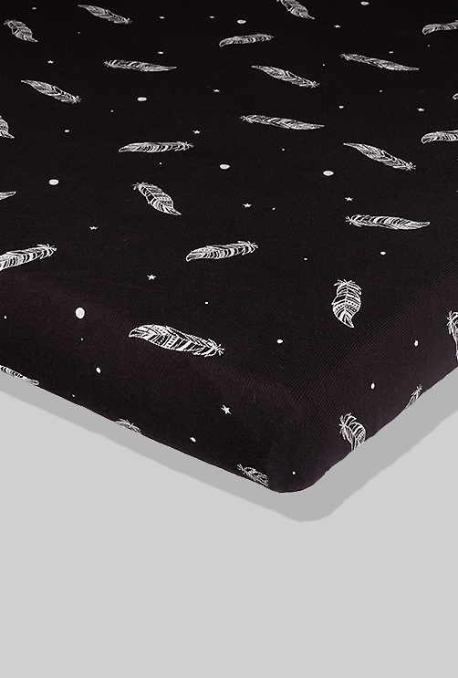 Black Sheet with Feathers (available in 2 sizes) - 100% Cotton
