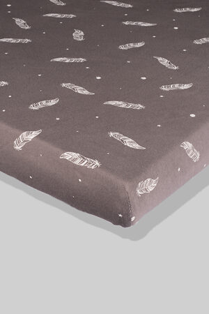 Dark Grey Sheet with Feathers (available in 2 sizes) - 100% Cotton