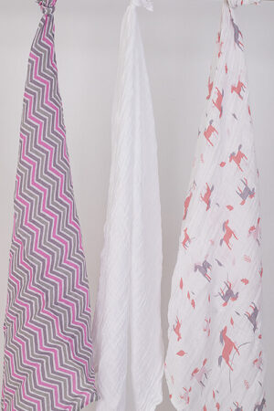 3 Pack - Pink and White Tetra Cloth- 100% Cotton