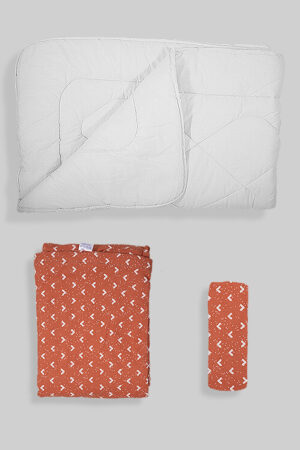 Orange Triangles - Baby Duvet + Duvet Cover + Sheet