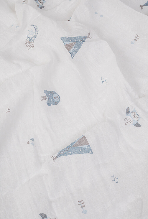 3 Pack - White and Blue Tetra Cloth- 100% Cotton