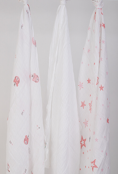 3 Pack - White and Pink Tetra Cloth- 100% Cotton