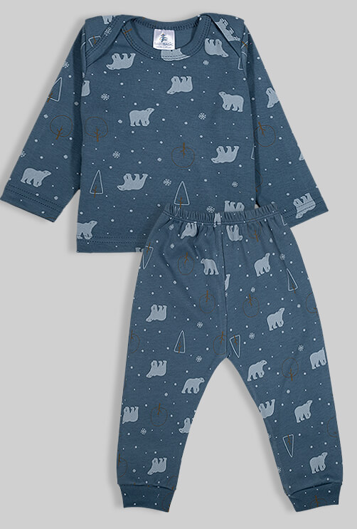 Pajama Set - Blue with Bears - 100% Flannelette Cotton