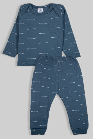 Pajama Set - Blue with Arrows - 100% Flannelette Cotton